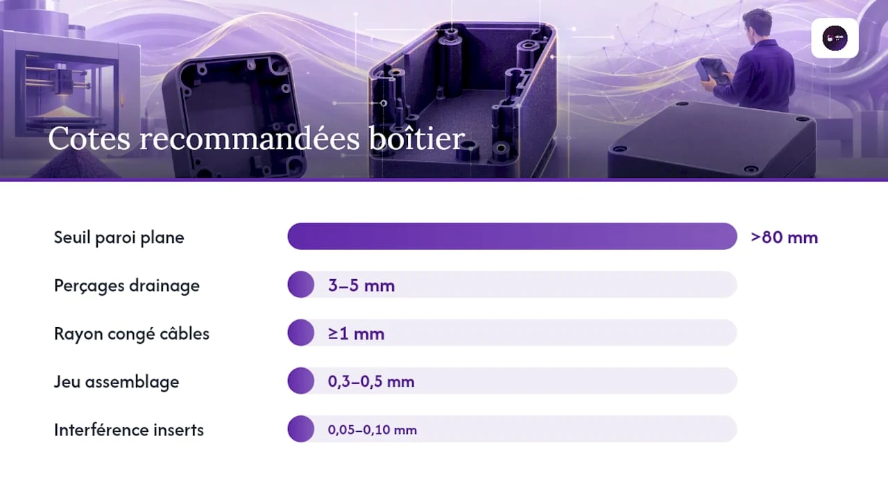Comment concevoir un boîtier électronique en PA12 SLS pour qu'il soit fonctionnel ? — overview diagram