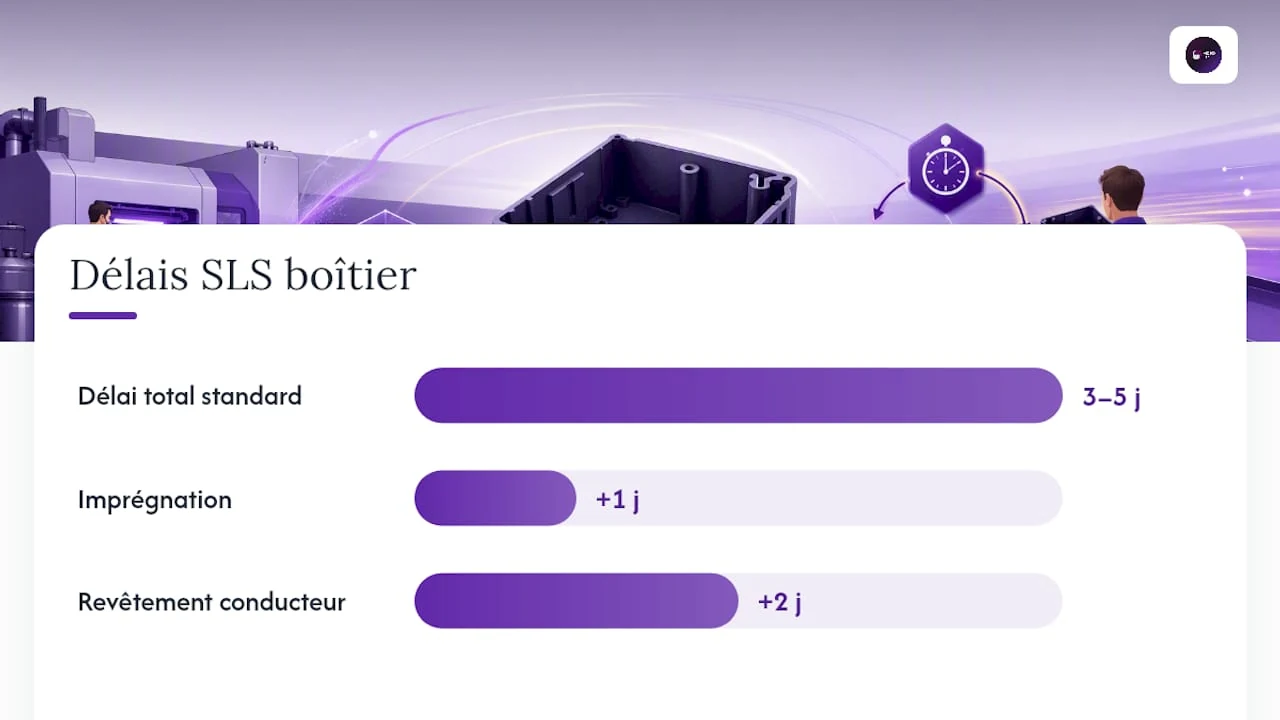 Quel est le flux industriel SLS pour produire un boîtier en PA12, du fichier CAO à la série ? — overview diagram
