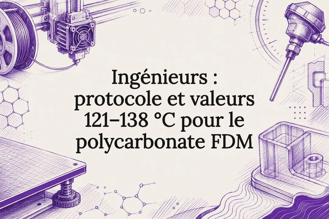 Ingénieurs : protocole et valeurs 121–138 °C pour le polycarbonate FDM