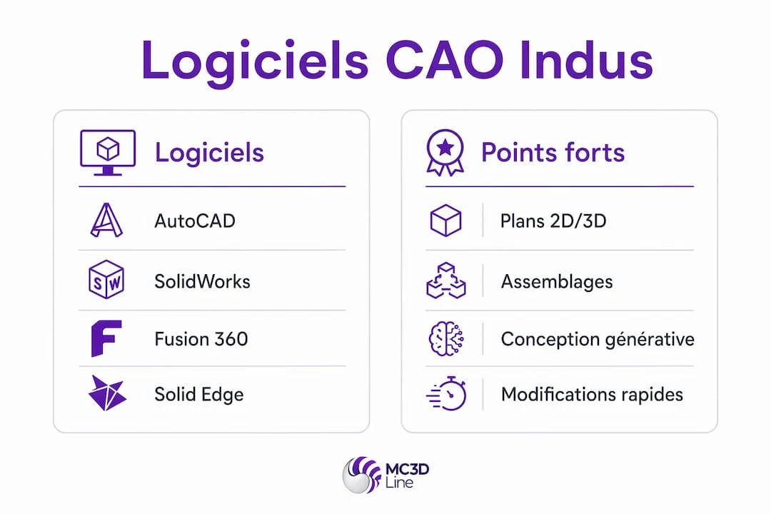 Découvrez en un coup d’œil les principaux logiciels de CAO et leurs avantages grâce à cette infographie.