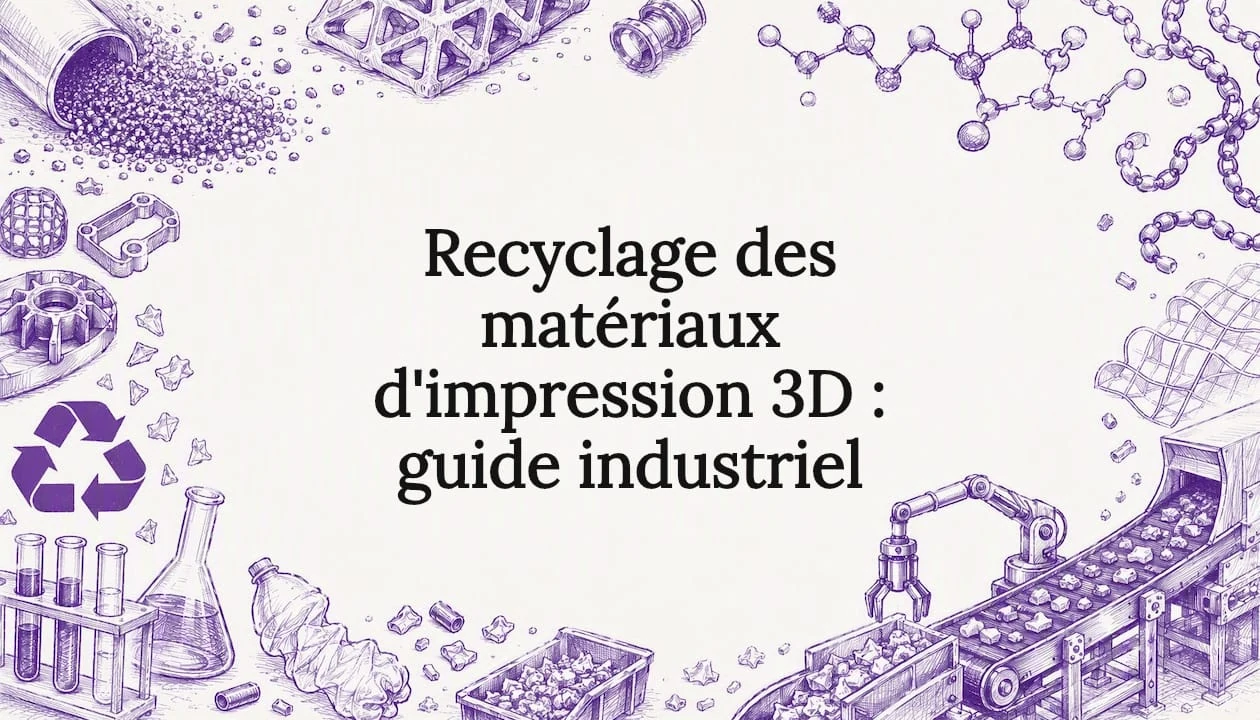 Illustration originale pour une carte-titre mettant en avant le recyclage par impression 3D