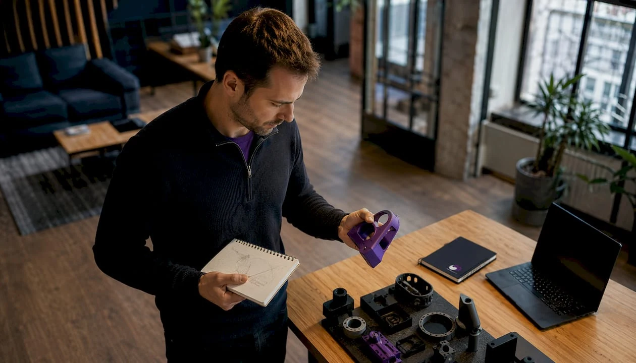Un ingénieur en pleine analyse d’un prototype industriel réalisé en impression 3D