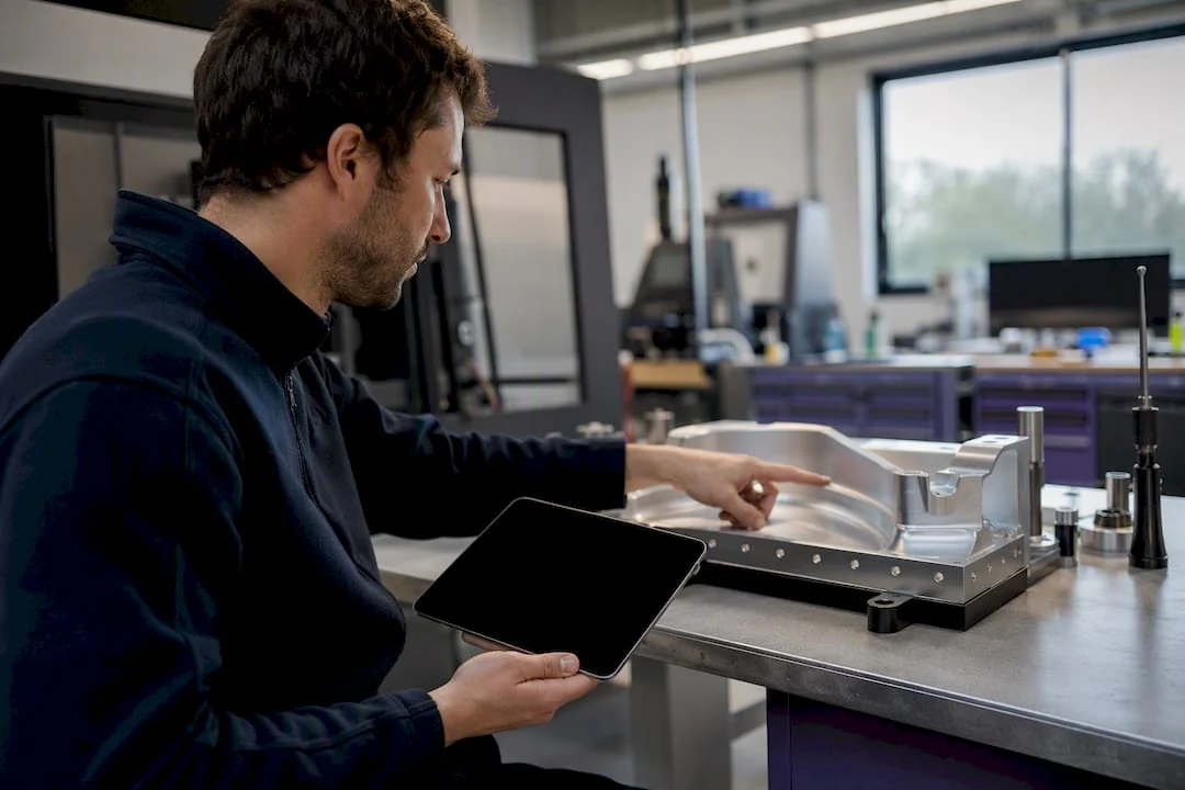 Ingénieur préparant la simulation de parcours d’outil CNC 4 axes