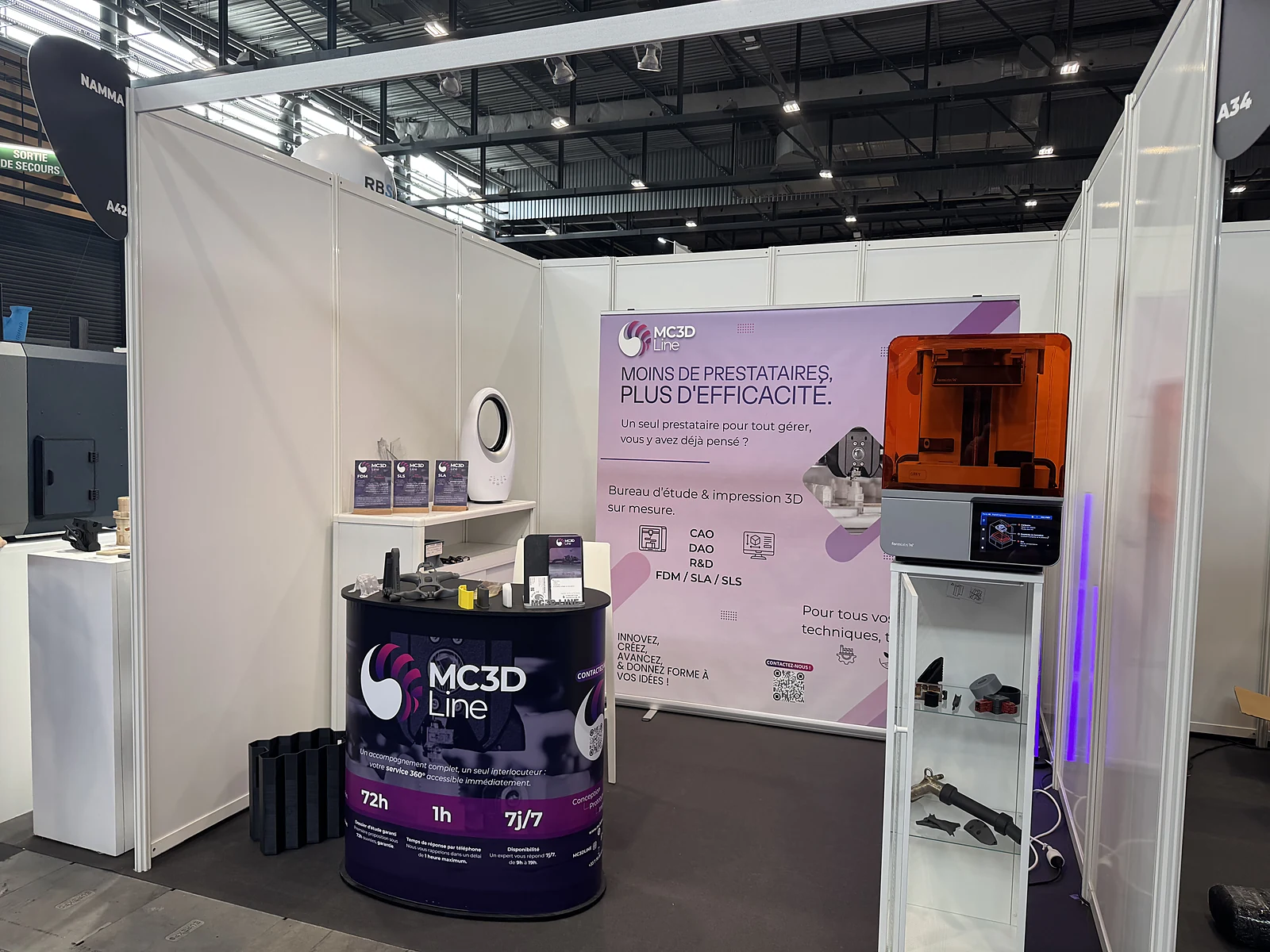 Stand MC3D Line sur un salon professionnel de fabrication additive