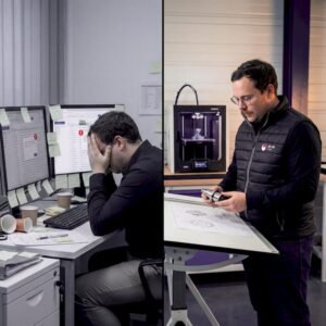 Dans une PME, un technicien réalise l’assemblage d’un prototype conçu grâce à l’impression 3D.