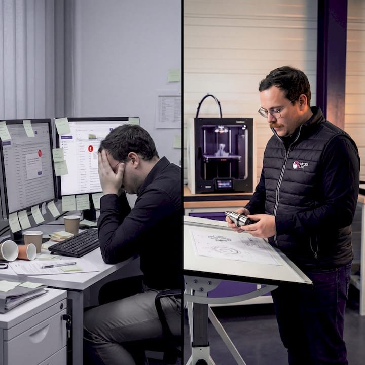 Dans une PME, un technicien réalise l’assemblage d’un prototype conçu grâce à l’impression 3D.