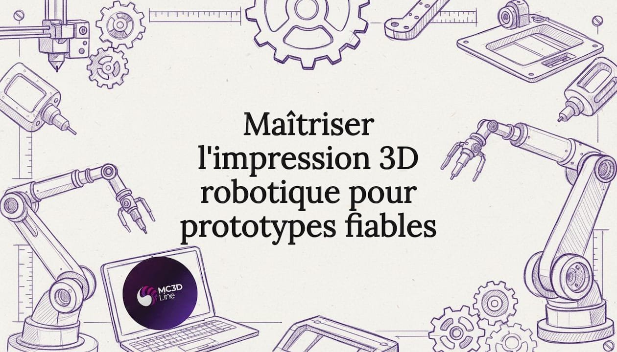 Illustration de page de titre alliant éléments robotiques et effets 3D